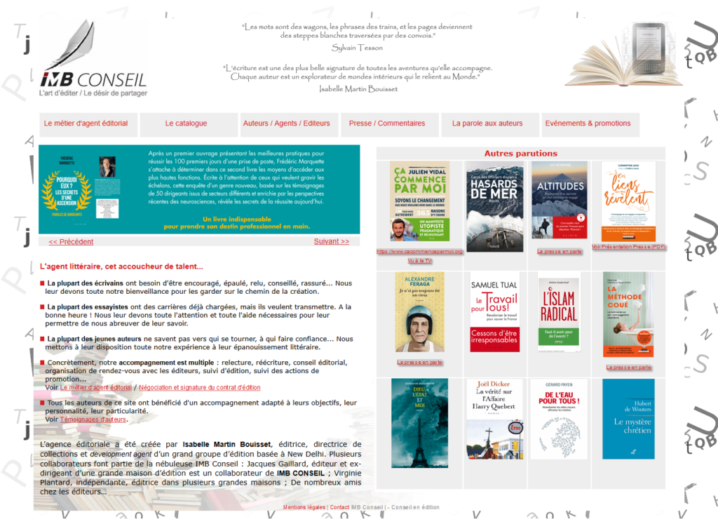 Site de IMB Conseil, éditions